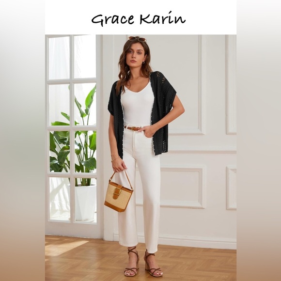 GRACE KARIN 2025 WOMENS LIGHTWEIGHT CROCHET CARDIGAN SWEATER - Picture 2 of 10